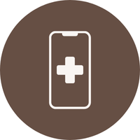 Icon of a smartphone with a medical cross on the screen